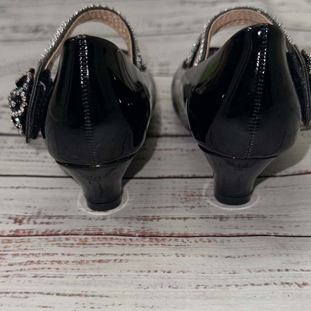 Link Black Dress Shoes with Rhinestone Straps Sz. 11 - Picture 6 of 8